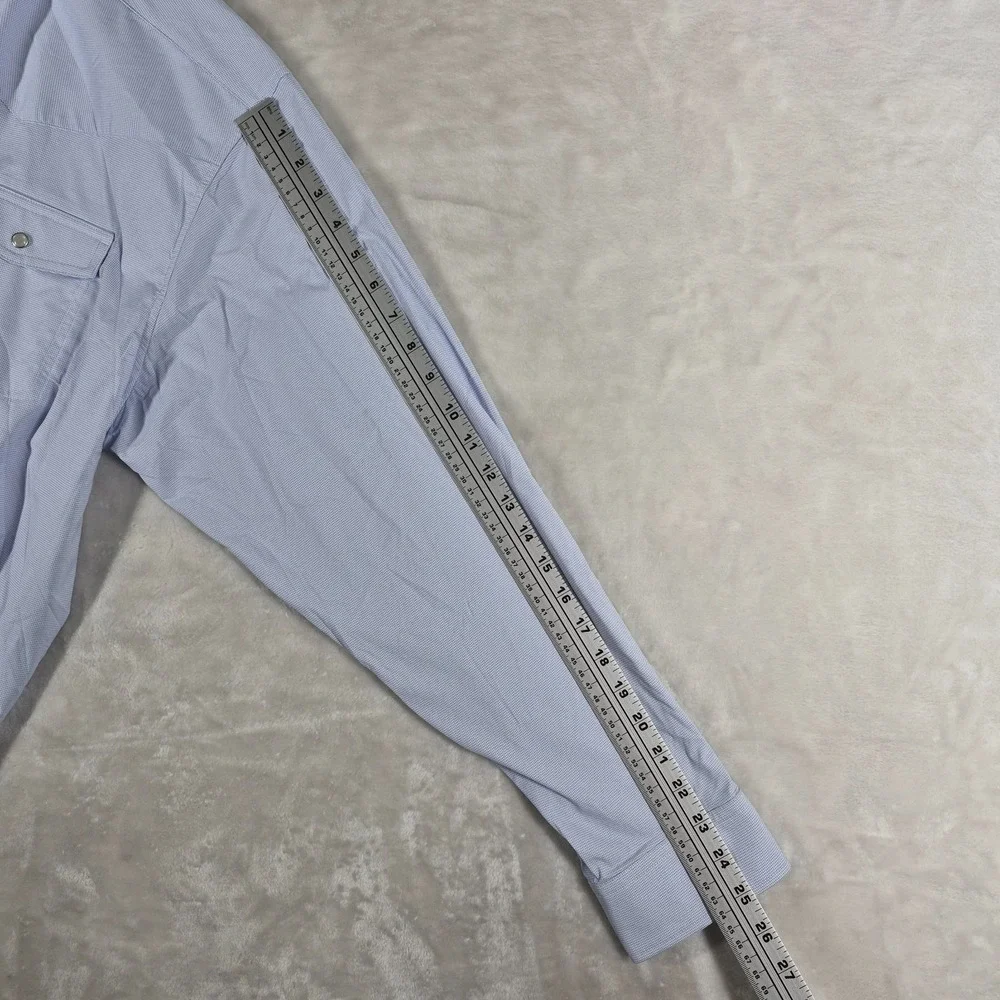 Poncho Long Sleeve Shirt Men's 2XL XXL Blue Check Pearl Snap Regular Fit Comfort - Picture 4 of 9